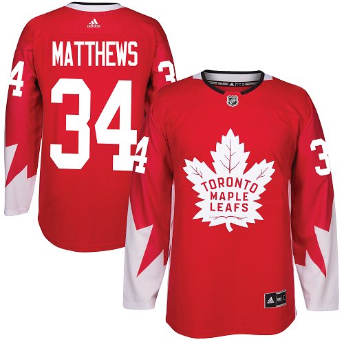 Youth Adidas Toronto Maple Leafs #34 Auston Matthews Authentic Red Alternate NHL Jersey