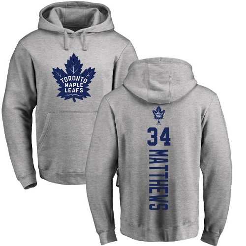 NHL Adidas Toronto Maple Leafs #34 Auston Matthews Ash Backer Pullover Hoodie