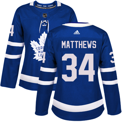 Women's Adidas Toronto Maple Leafs #34 Auston Matthews Authentic Royal Blue Home NHL Jersey