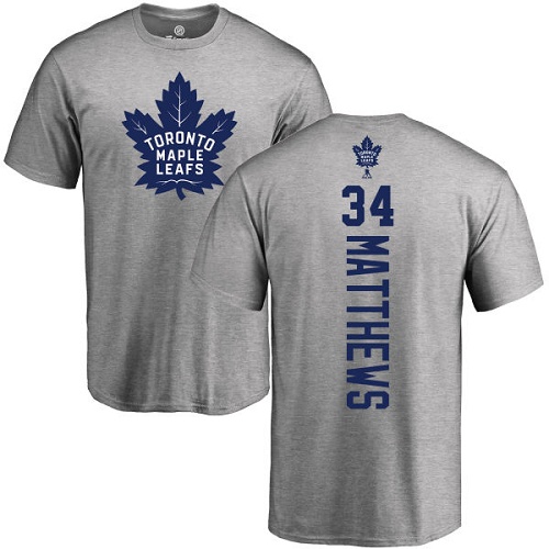 NHL Adidas Toronto Maple Leafs #34 Auston Matthews Ash Backer T-Shirt