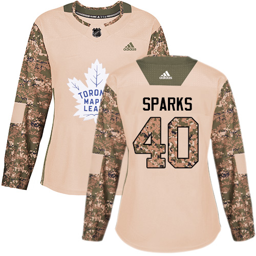 Women's Adidas Toronto Maple Leafs #40 Garret Sparks Authentic Camo Veterans Day Practice NHL Jersey