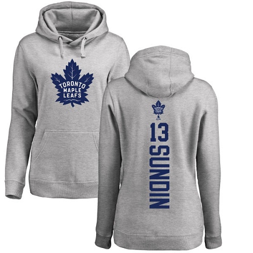 NHL Women's Adidas Toronto Maple Leafs #13 Mats Sundin Ash Backer Pullover Hoodie