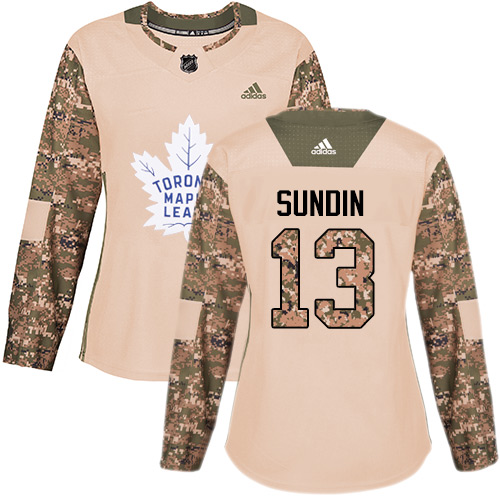Women's Adidas Toronto Maple Leafs #13 Mats Sundin Authentic Camo Veterans Day Practice NHL Jersey