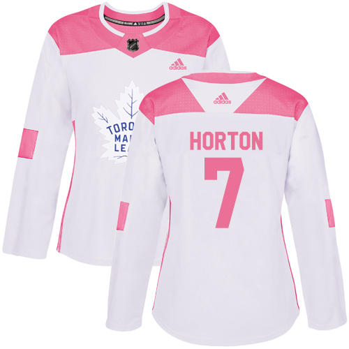 Women's Adidas Toronto Maple Leafs #7 Tim Horton Authentic White/Pink Fashion NHL Jersey