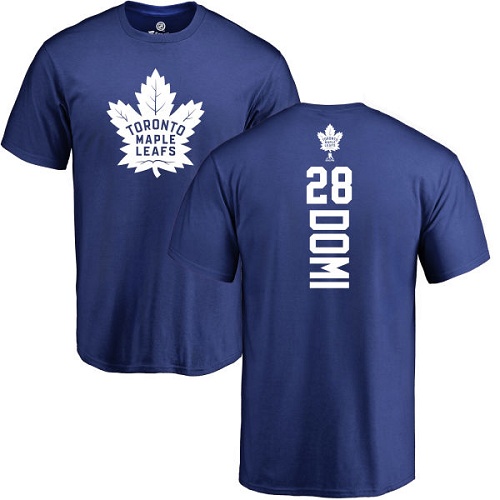 NHL Adidas Toronto Maple Leafs #28 Tie Domi Royal Blue Backer T-Shirt