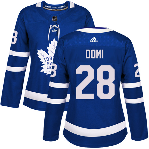 Women's Adidas Toronto Maple Leafs #28 Tie Domi Authentic Royal Blue Home NHL Jersey