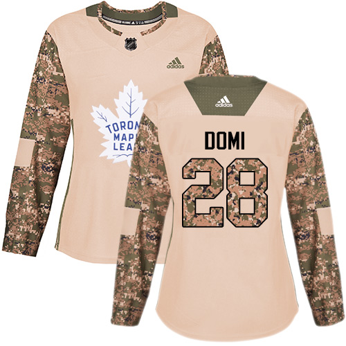Women's Adidas Toronto Maple Leafs #28 Tie Domi Authentic Camo Veterans Day Practice NHL Jersey