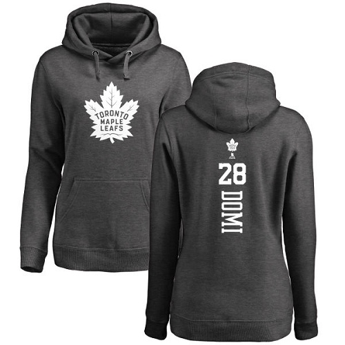 NHL Women's Adidas Toronto Maple Leafs #28 Tie Domi Charcoal One Color Backer Pullover Hoodie