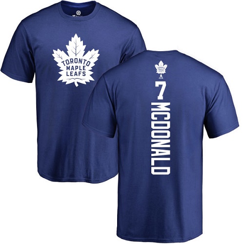 NHL Adidas Toronto Maple Leafs #7 Lanny McDonald Royal Blue Backer T-Shirt