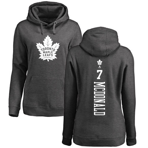 NHL Women's Adidas Toronto Maple Leafs #7 Lanny McDonald Charcoal One Color Backer Pullover Hoodie