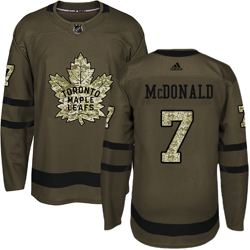 Youth Adidas Toronto Maple Leafs #7 Lanny McDonald Authentic Green Salute to Service NHL Jersey