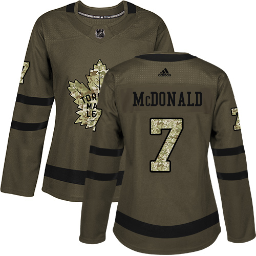 Women's Adidas Toronto Maple Leafs #7 Lanny McDonald Authentic Green Salute to Service NHL Jersey