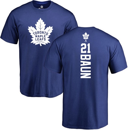 NHL Adidas Toronto Maple Leafs #21 Bobby Baun Royal Blue Backer T-Shirt
