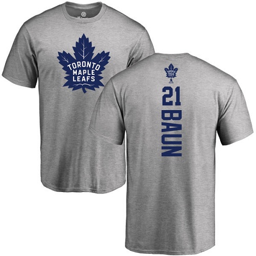 NHL Adidas Toronto Maple Leafs #21 Bobby Baun Ash Backer T-Shirt