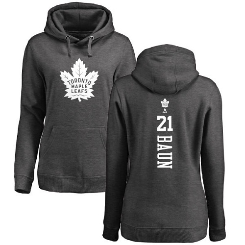 NHL Women's Adidas Toronto Maple Leafs #21 Bobby Baun Charcoal One Color Backer Pullover Hoodie