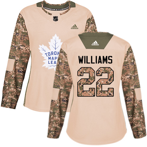 Women's Adidas Toronto Maple Leafs #22 Tiger Williams Authentic Camo Veterans Day Practice NHL Jersey