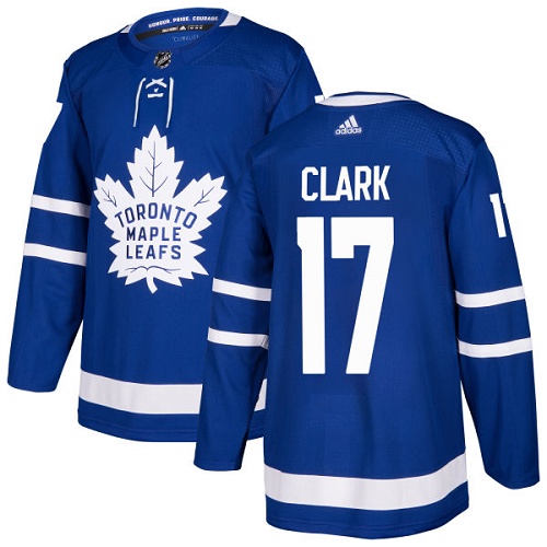 Men's Adidas Toronto Maple Leafs #17 Wendel Clark Premier Royal Blue Home NHL Jersey