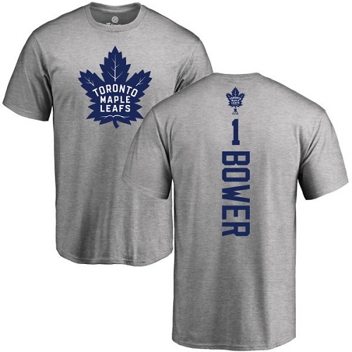 NHL Adidas Toronto Maple Leafs #1 Johnny Bower Ash Backer T-Shirt