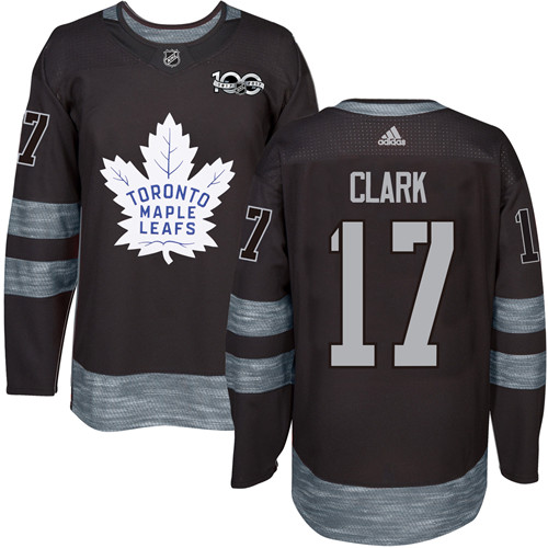 Men's Adidas Toronto Maple Leafs #17 Wendel Clark Authentic Black 1917-2017 100th Anniversary NHL Jersey