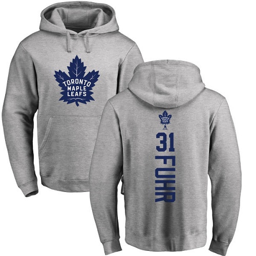 NHL Adidas Toronto Maple Leafs #31 Grant Fuhr Ash Backer Pullover Hoodie