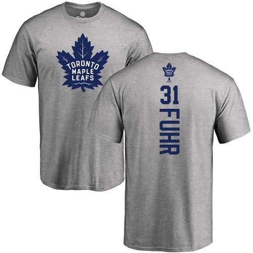 NHL Adidas Toronto Maple Leafs #31 Grant Fuhr Ash Backer T-Shirt