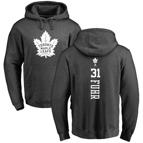NHL Adidas Toronto Maple Leafs #31 Grant Fuhr Charcoal One Color Backer Pullover Hoodie