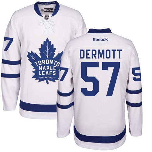 Women's Reebok Toronto Maple Leafs #57 Travis Dermott Authentic White Away NHL Jersey