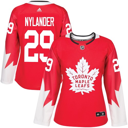 Women's Adidas Toronto Maple Leafs #29 William Nylander Authentic Red Alternate NHL Jersey