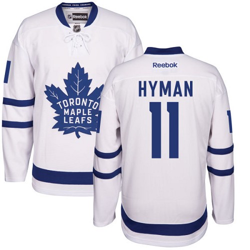 Men's Reebok Toronto Maple Leafs #11 Zach Hyman Authentic White Away NHL Jersey