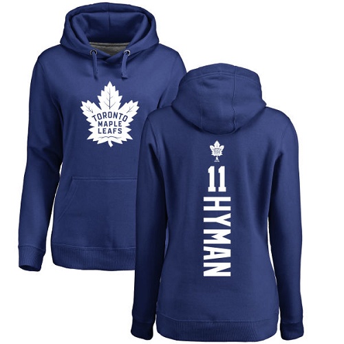 NHL Women's Adidas Toronto Maple Leafs #11 Zach Hyman Royal Blue Backer Pullover Hoodie