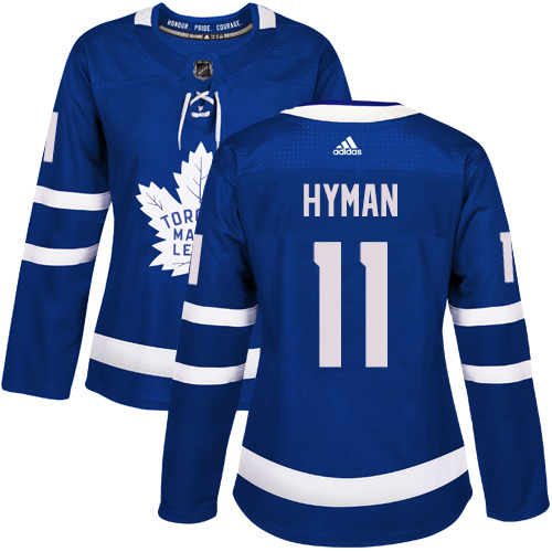 Women's Adidas Toronto Maple Leafs #11 Zach Hyman Authentic Royal Blue Home NHL Jersey