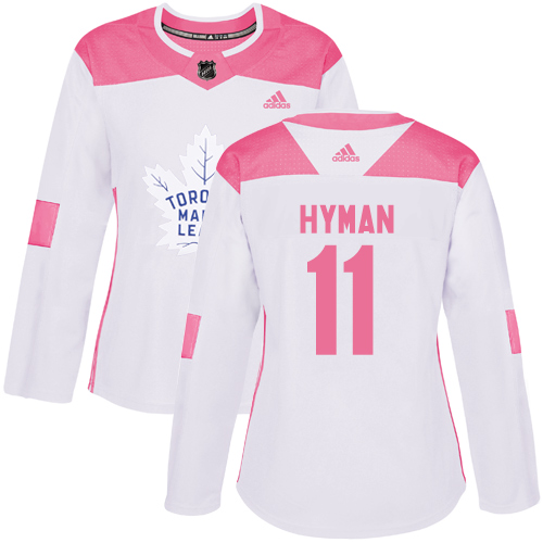 Women's Adidas Toronto Maple Leafs #11 Zach Hyman Authentic White/Pink Fashion NHL Jersey