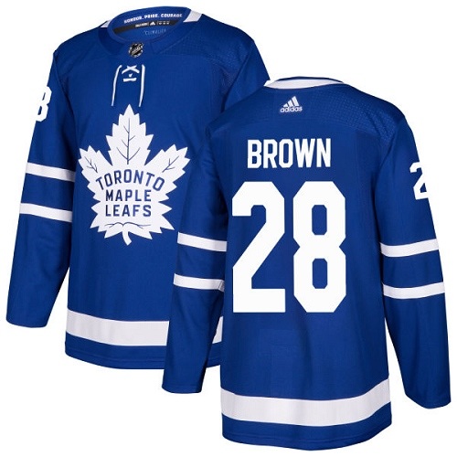 Men's Adidas Toronto Maple Leafs #28 Connor Brown Authentic Royal Blue Home NHL Jersey