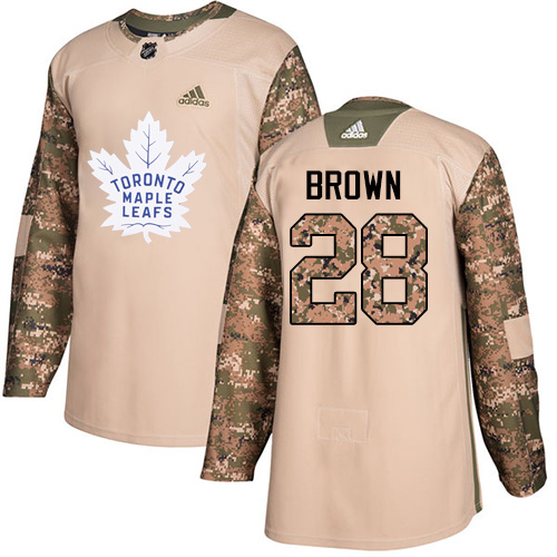 Men's Adidas Toronto Maple Leafs #28 Connor Brown Authentic Camo Veterans Day Practice NHL Jersey