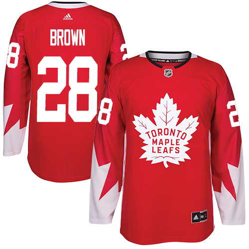 Men's Adidas Toronto Maple Leafs #28 Connor Brown Authentic Red Alternate NHL Jersey