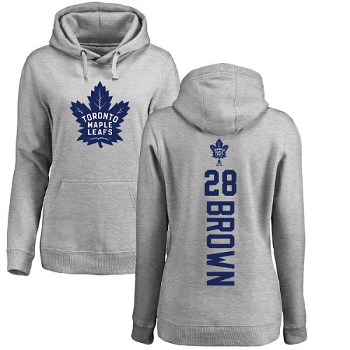 NHL Women's Adidas Toronto Maple Leafs #28 Connor Brown Ash Backer Pullover Hoodie