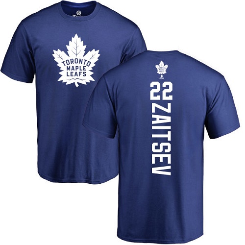 NHL Adidas Toronto Maple Leafs #22 Nikita Zaitsev Royal Blue Backer T-Shirt