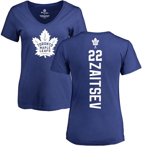 NHL Women's Adidas Toronto Maple Leafs #22 Nikita Zaitsev Royal Blue Backer T-Shirt