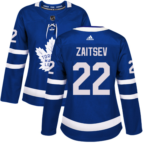 Women's Adidas Toronto Maple Leafs #22 Nikita Zaitsev Authentic Royal Blue Home NHL Jersey