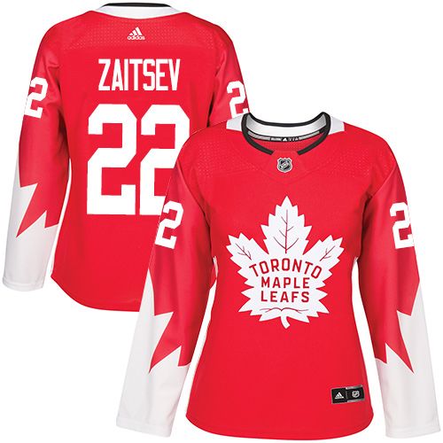 Women's Adidas Toronto Maple Leafs #22 Nikita Zaitsev Authentic Red Alternate NHL Jersey