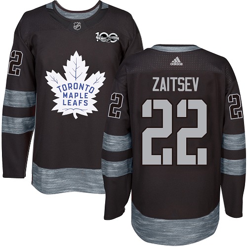 Men's Adidas Toronto Maple Leafs #22 Nikita Zaitsev Authentic Black 1917-2017 100th Anniversary NHL Jersey