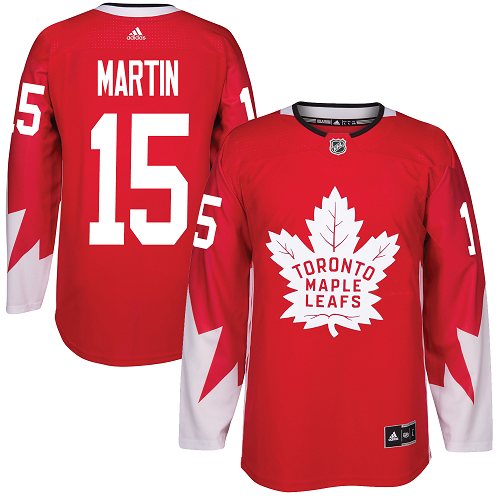 Men's Adidas Toronto Maple Leafs #15 Matt Martin Authentic Red Alternate NHL Jersey