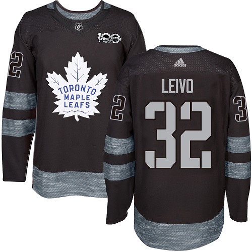 Men's Adidas Toronto Maple Leafs #32 Josh Leivo Premier Black 1917-2017 100th Anniversary NHL Jersey