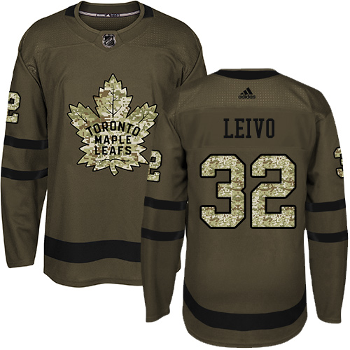 Men's Adidas Toronto Maple Leafs #32 Josh Leivo Authentic Green Salute to Service NHL Jersey