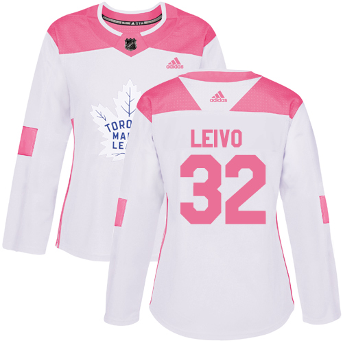 Women's Adidas Toronto Maple Leafs #32 Josh Leivo Authentic White/Pink Fashion NHL Jersey