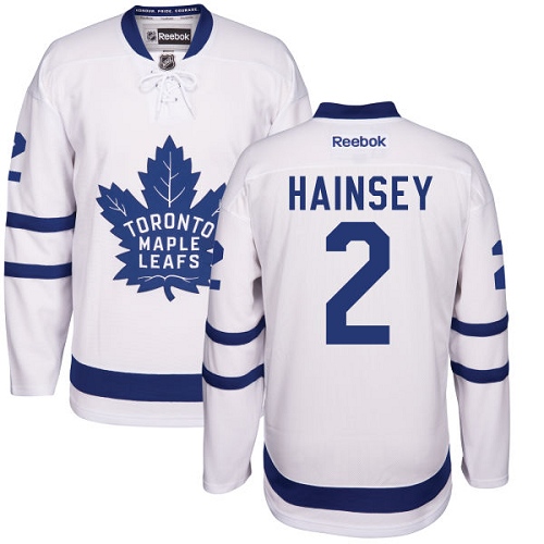 Men's Reebok Toronto Maple Leafs #2 Ron Hainsey Authentic White Away NHL Jersey