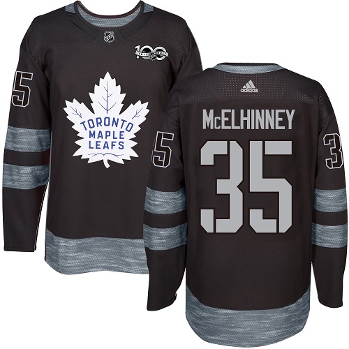 Men's Adidas Toronto Maple Leafs #35 Curtis McElhinney Premier Black 1917-2017 100th Anniversary NHL Jersey