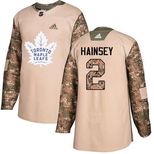 Men's Adidas Toronto Maple Leafs #2 Ron Hainsey Authentic Camo Veterans Day Practice NHL Jersey