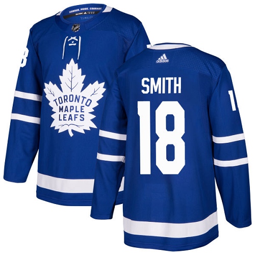 Men's Adidas Toronto Maple Leafs #18 Ben Smith Authentic Royal Blue Home NHL Jersey