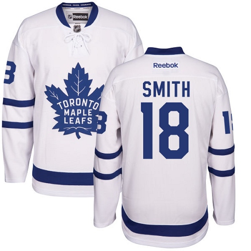 Men's Reebok Toronto Maple Leafs #18 Ben Smith Authentic White Away NHL Jersey